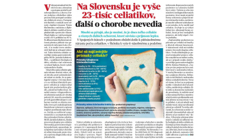 Pravda – 24.04.2024: Na Slovensku je vyše 23–tisíc celiatikov, ďalší o chorobe nevedia