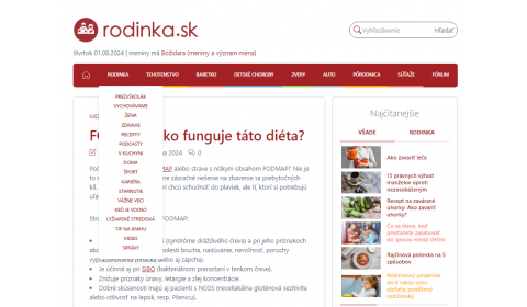 rodinka.sk – 06.06.2024: FODMAP. Ako funguje táto diéta?