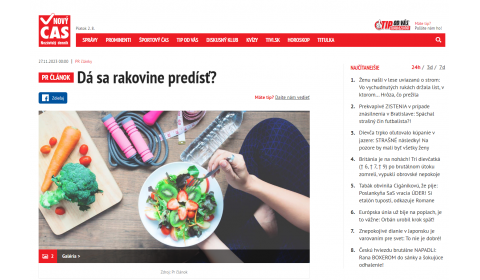 cas.sk – 27.11.2023: PR článok Dá sa rakovine predísť?